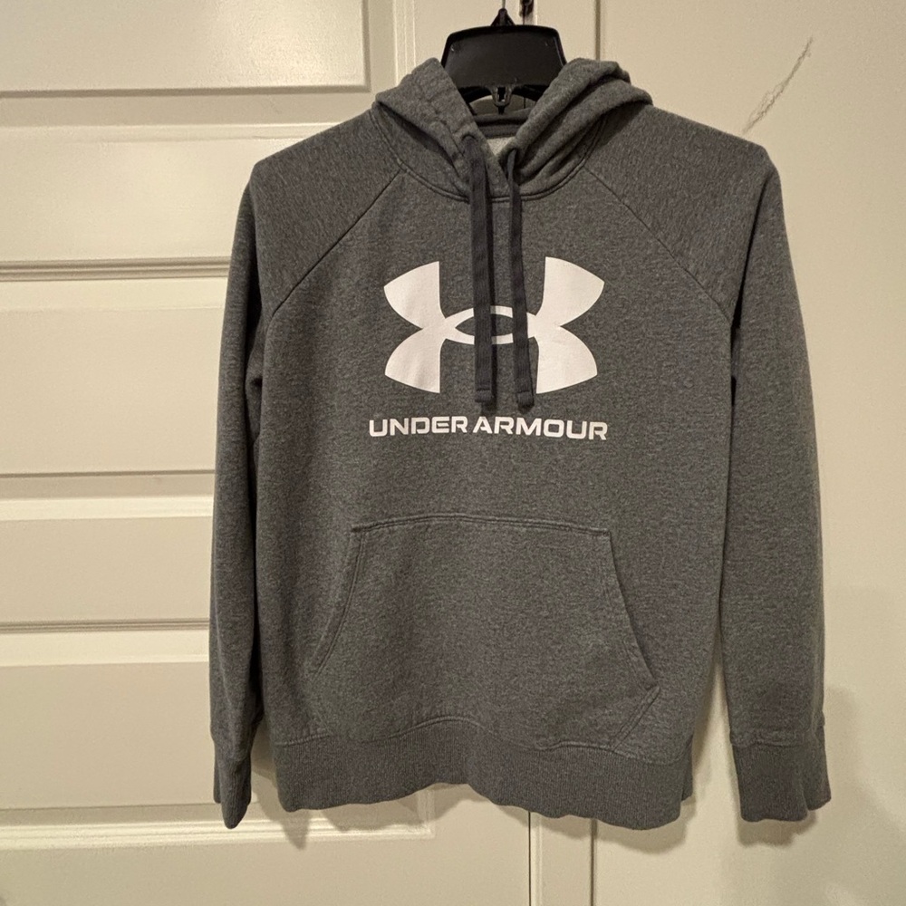 Under Armour Gray Sweatshirt with Hood and Large Logo